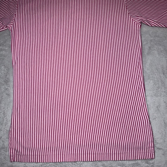 Vintage Polo Ralph Lauren Pink White Striped Navy & Pink Trim Polo‎ Shirt Medium - Picture 10 of 10